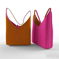 Stylish Fashion Handbags In Orange And Pink With Shoulder Straps And Drawstring Design