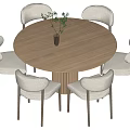 Log Style Dining Table and Chair Combination Modern Dining Table and Chair 3d model
