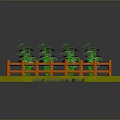 Fresh Peas Growing in Small Garden Bed With Orange Fence And Green Plants