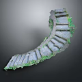 Curved Stone Steps Covered With Green Moss And Natural Texture