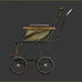 Vintage Wheelchair With Canvas Seat Wooden Armrests Metal Frame And Four Wheels