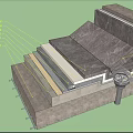 Concrete Building Component with Layered Steps and Wall Structural Design