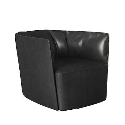 Black Leather Single Sofa with Modern Minimalist Design and Comfortable Armrest for Living Room 3d model