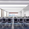 Tax Service Office Interior With Blue Wall Service Counters Computers Stools And Digital Displays