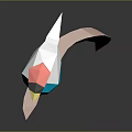 Low Poly Red White Blue Bird Perched on Branch with Dark Background 3d model