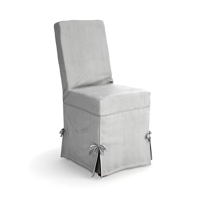 Modern Gray Single Chair With Fabric Slipcover And Tied Bow Detail 3d model