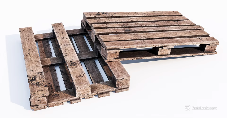Rustic Stone Wood Pallets With Natural Texture And Solid Wooden Construction 3d model 
