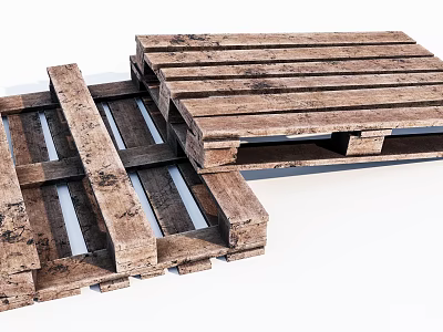 Rustic Stone Wood Pallets With Natural Texture And Solid Wooden Construction 3d model