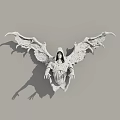 Hooded Mythical Character Sculpture With Ornate Winged Creature Design Details