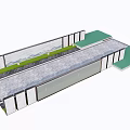 Modern Landscape Wall Design With Glass Panels Green Plant Strips And Stone Floor
