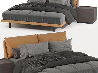 Modern Brown Leather Double Bed model