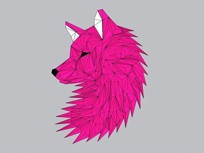 Pink Low Poly Wolf Head Wall Decor With Geometric Design And Gray Background 3d model