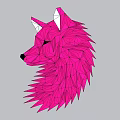 Pink Low Poly Wolf Head Wall Decor With Geometric Design And Gray Background