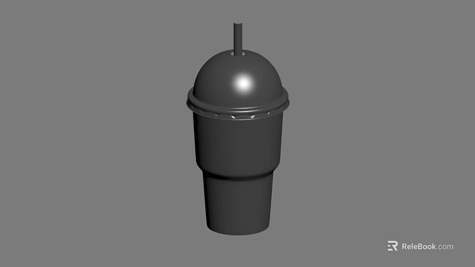 Black Plastic Drink Cup With Straw And Lid 3D Model Design 3d model 