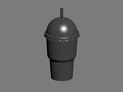 Black Plastic Drink Cup With Straw And Lid 3D Model Design 3d model