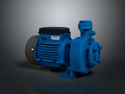 Blue Electric Water Pump With Motor Housing And Mechanical Components 3d model