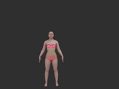 Full Body View Of Woman Wearing Pink Bikini Against Black Background 3d model