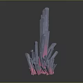 Glowing Blue And Pink Crystal Cluster With Geometric Structure On Dark Background