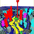 Aerial View Of Modern City With Skyscrapers Roads Green Areas And Parks