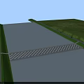 Modern Bridge Design Over Calm Water With Curved Railings And Green Grass Landscape