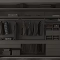 Modern Wardrobe Interior Design With Hanging Clothes Drawers Folded Garments And Suitcase Storage
