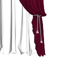 Red Heavy Curtains With White Sheer Layers For Home Window Decoration 3d model