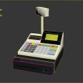 Modern Household Cash Register With Digital Screen Colorful Buttons Scanner And Drawer