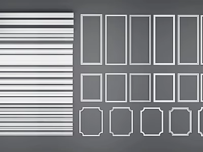 Decorative Striped Lines And Various Shaped Frames For Design Elements 3d model