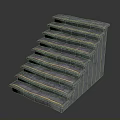Architectural Concrete Staircase Structure With Gray Steps And Yellow Edge Lighting 3d model