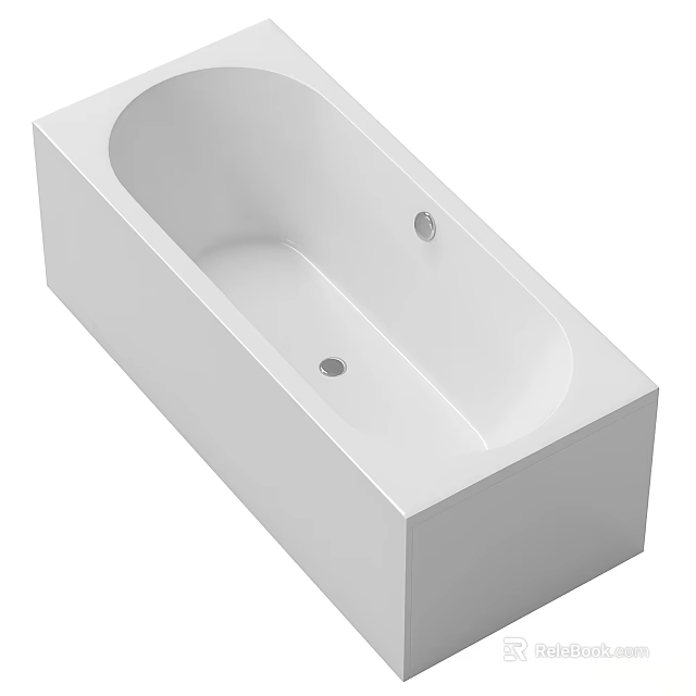 Sleek White Bathtub with Modern Rectangular Design and Drain Holes 3d model