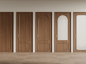 Middle-style single-door glass door 3d model