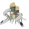 Modern slide children's tree house slide 3d model