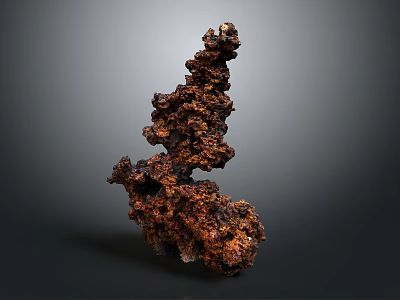 Natural Stone Wood Home Decor Sculpture With Irregular Brown Rough Surface 3d model