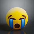 Yellow Crying Emoji Face With Blue Tears And Open Mouth Expression Design