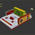 Retro Video Game Console With Red White Design Yellow Cartridge And Controller