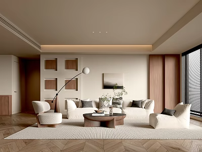 Living Room Living Room Mid-ancient Style Sofa Coffee Table Combination Leisure Sofa Chair Decoration Ornaments Background Wall 3d model