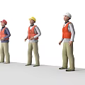 Group of Construction Workers in Orange Safety Vests and Hard Hats Standing Together