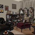 Vintage Dark Solid Wood TV Cabinet With Exquisite Decorations In Cozy Stylish Warm Living Room