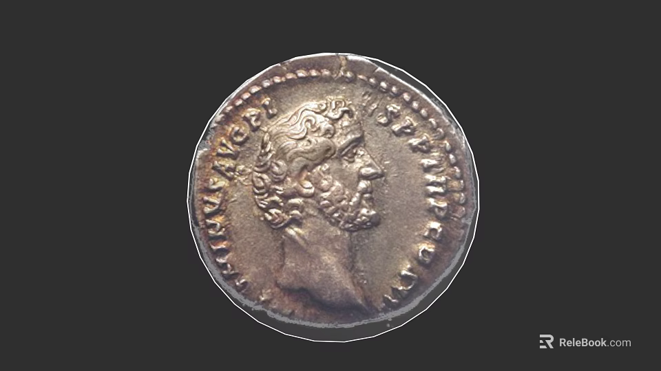 Vintage Ancient Roman Silver Coin Jewelry With Detailed Portrait And Inscriptions 3d model 