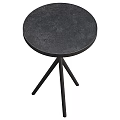 Minimalist Black Round Side Table With Smooth Surface And Tripod Metal Legs 3d model