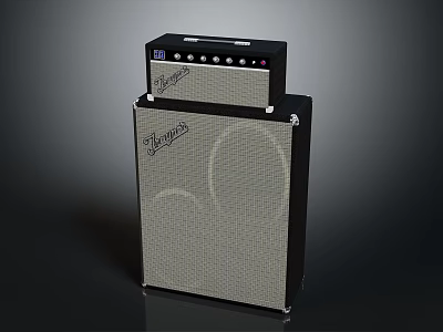Modern Computer Audio System With Black Cabinet And Gray Mesh Front Panel Design 3d model