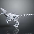Mechanical Raptor Dinosaur 3D Model With Sharp Features And Gray White Design