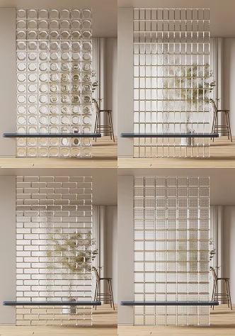 Glass brick partition SU model 3d model