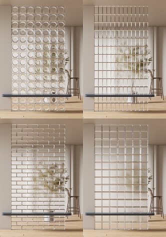 Glass brick partition SU model 3d model