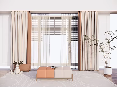 modern curtain cloth curtain 3d model