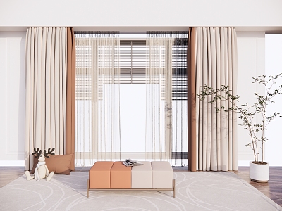 modern curtain cloth curtain 3d model