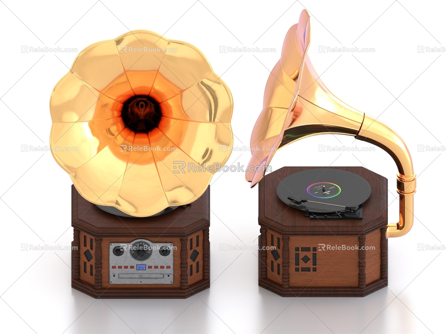 Retro record player phonograph 3d model