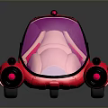 Red Futuristic Car With Pink Transparent Windows And Unique Compact Design 3d model