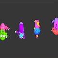 Colorful Plastic Toy Figures With Different Animal Shapes And Vibrant Colors