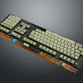 Mechanical Computer Keyboard With Exposed Circuit Board And White Keycaps 3d model